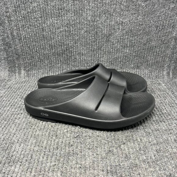 OOFOS Black Men's Sandals - Picture 1 of 6
